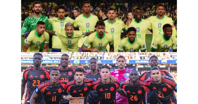 Alineaciones de Selección de Fútbol de Brasil Contra Selección de Fútbol de Colombia