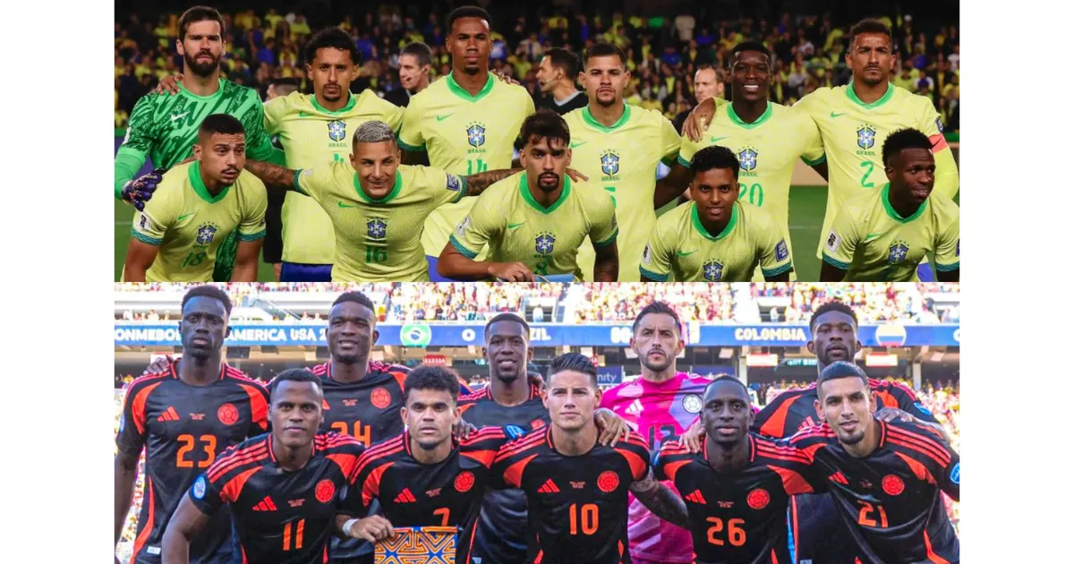 Alineaciones de Selección de Fútbol de Brasil Contra Selección de Fútbol de Colombia