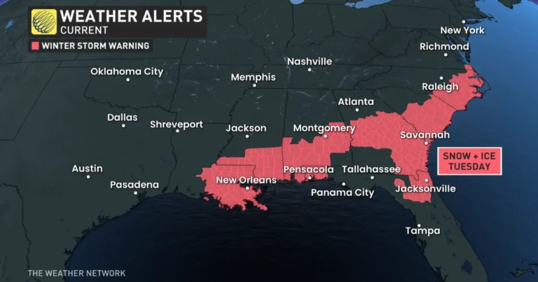 rare winter storm watch issued for southern us states including florida